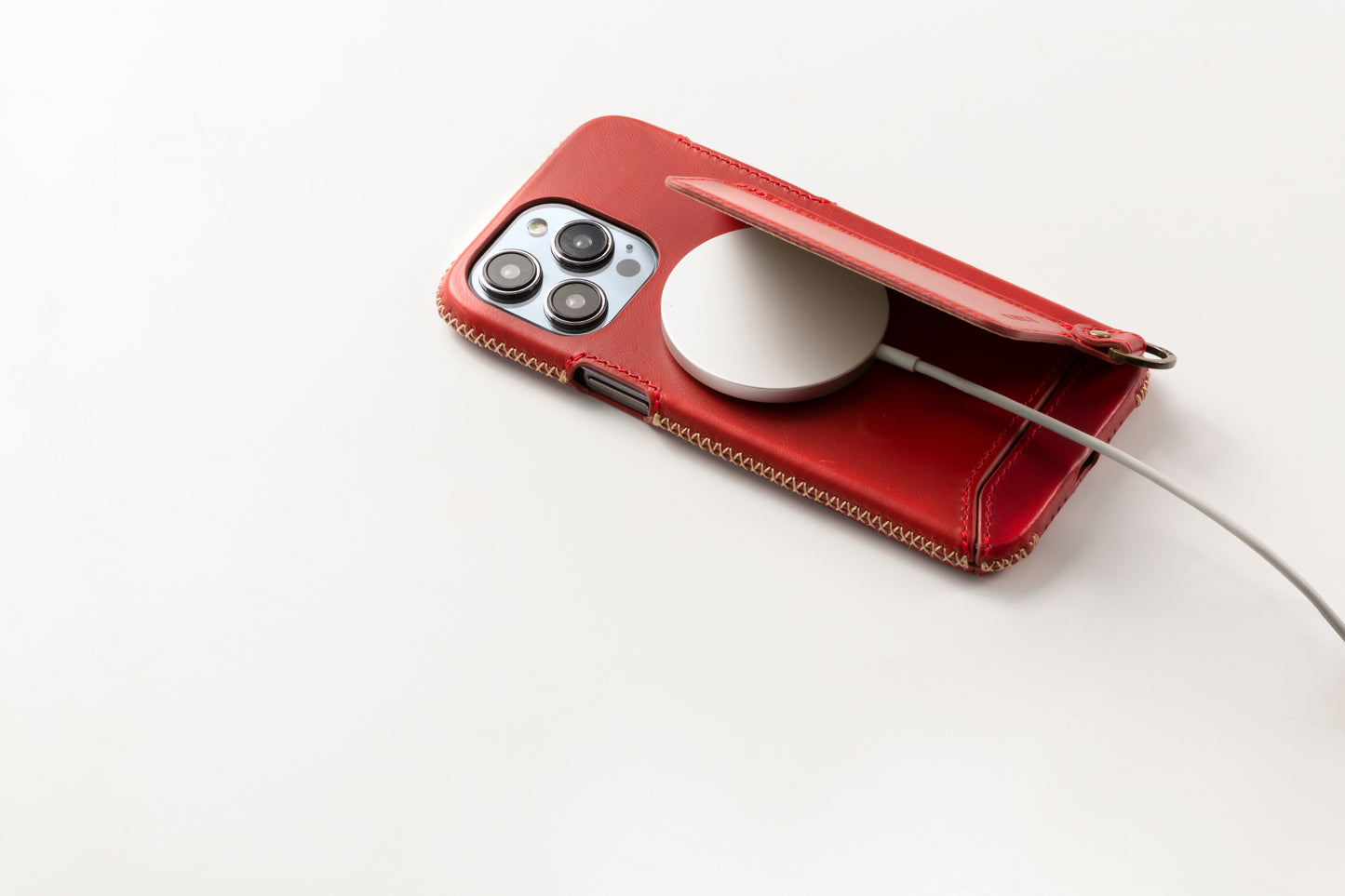 Genuine Leather multi-functional Case for iPhone 15シリーズ(ハンドストラップ付)