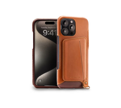 New!!Genuine Leather multi-functional Case for iPhone 16シリーズ（ハンドストラップ付）