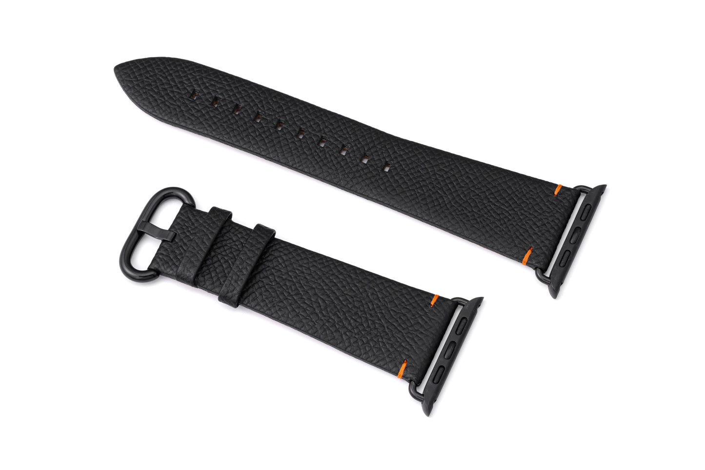 B&×n max n Genuine Leather Watch band for Apple Watch ONYX Black×Vivid Orange V2