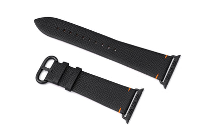 B&×n max n Genuine Leather Watch band for Apple Watch ONYX Black×Vivid Orange V2