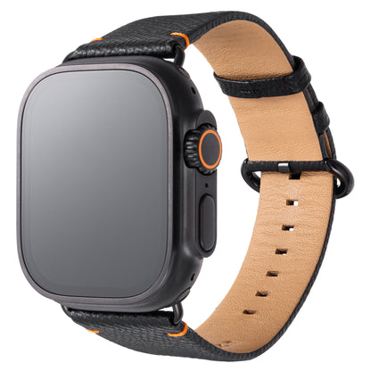 B&×n max n Genuine Leather Watch band for Apple Watch ONYX Black×Vivid Orange V2